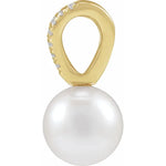 Cultured Solitaire Akoya Pearl and Diamond Pendant