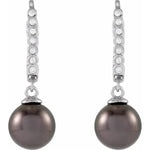 Cultured Gray Tahitian Pearl and Diamond Earrings