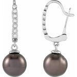 Cultured Gray Tahitian Pearl and Diamond Earrings