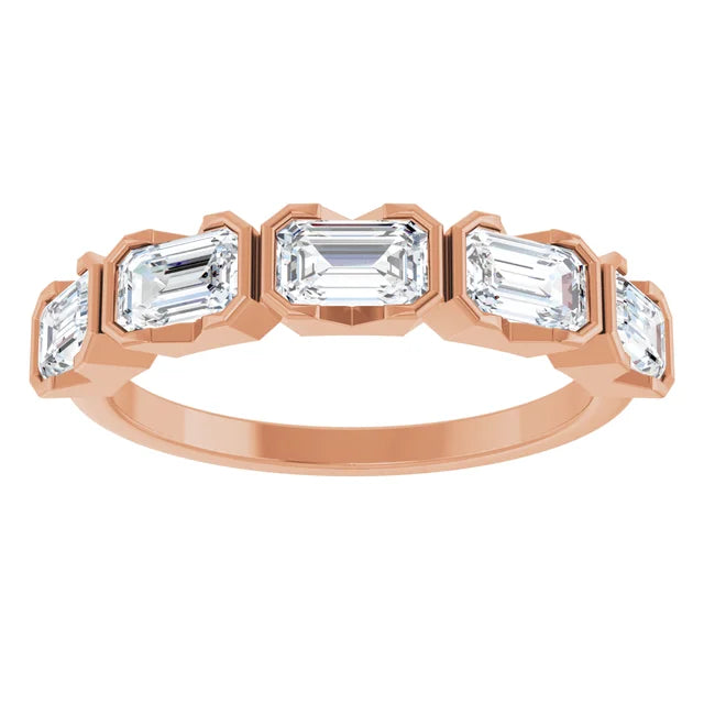 Emerald Cut East-to-West Lab Grown Diamond Anniversary Band
