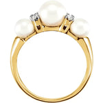 Cultured Freshwater Pearl and Diamond Ring