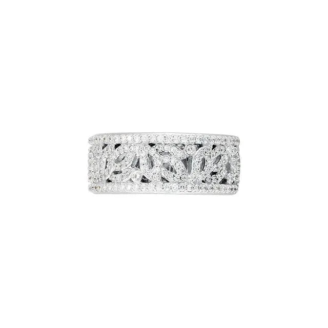 Leaf Motif Diamond Anniversary Band