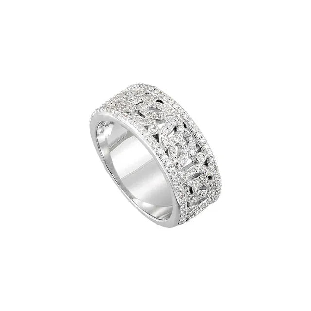 Leaf Motif Diamond Anniversary Band