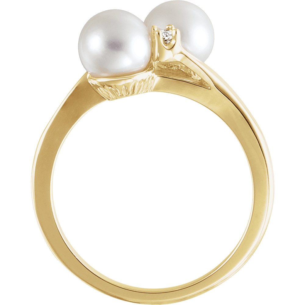 Akoya Pearl and Diamond Bypass Ring