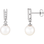 Cultured Akoya Pearl and Diamond Earrings