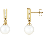 Cultured Akoya Pearl and Diamond Earrings