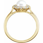 Cultured Freshwater Pearl and 3/8 Ct. Diamond Ring with Halo