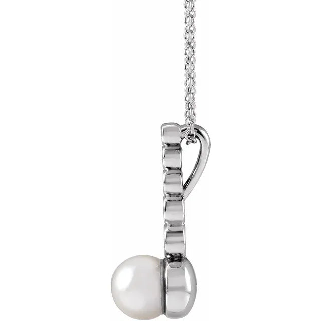 Cultured Akoya Pearl and Diamond Bar Necklace