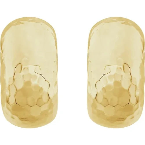 Hammered Hollow J-Hoop Earrings