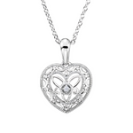 Sterling Silver Natural Diamond Heart Necklace