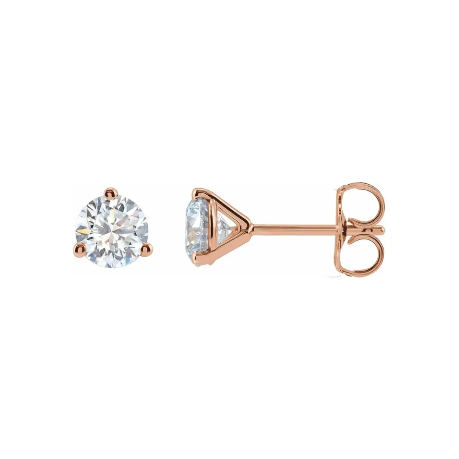 3-Prong Cocktail Lab-Grown Diamond Stud Earrings