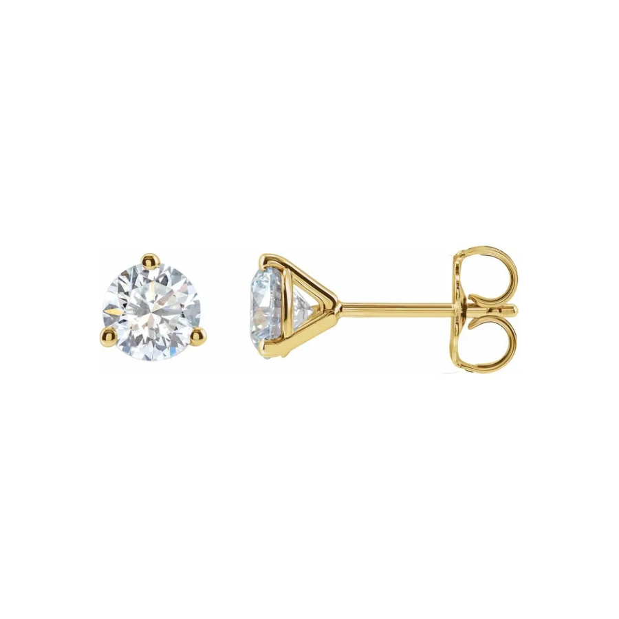 3-Prong Cocktail Lab-Grown Diamond Stud Earrings