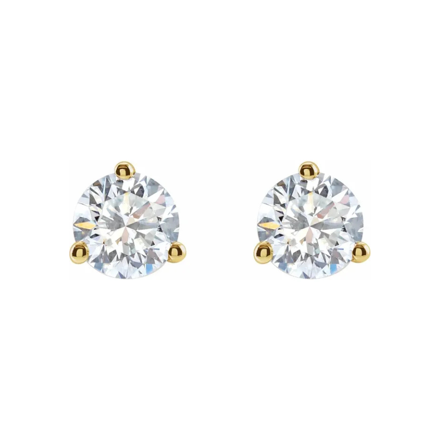 3-Prong Cocktail Lab-Grown Diamond Stud Earrings