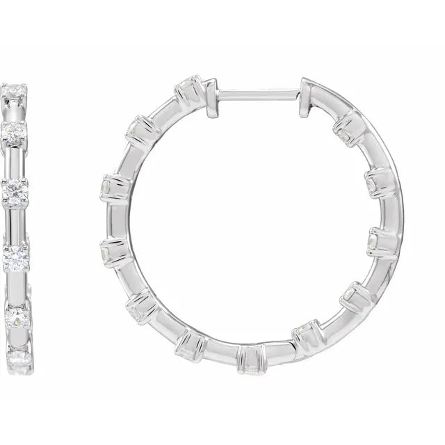 1 CTW Lab-Grown Diamond Inside-Outside Hoops