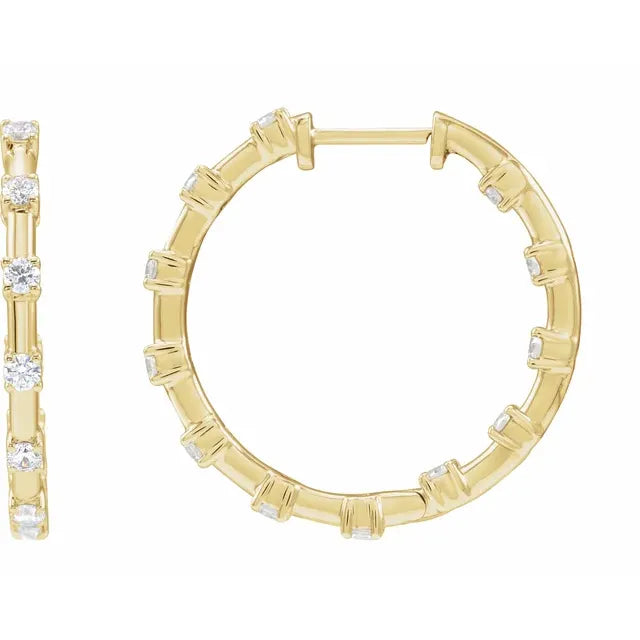 1 CTW Lab-Grown Diamond Inside-Outside Hoops