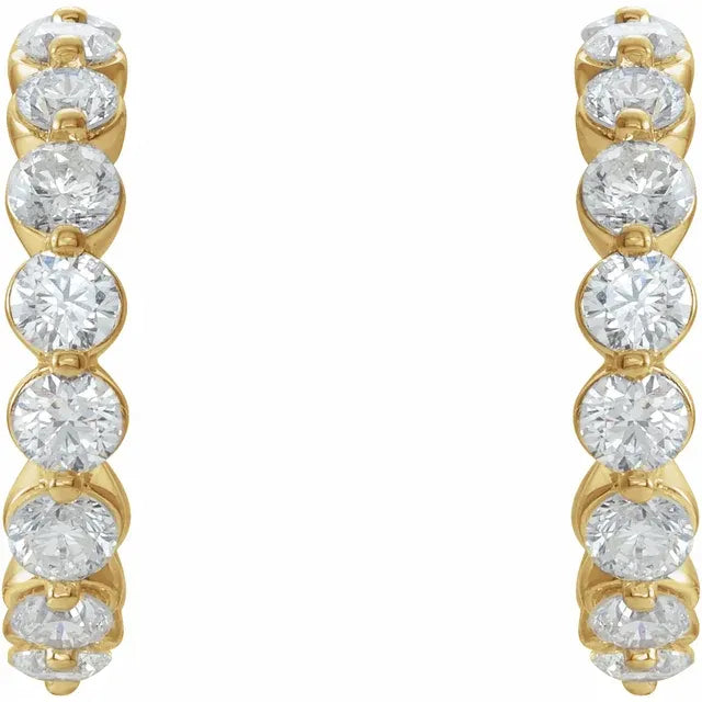 14K Natural Diamond Hoop Earrings