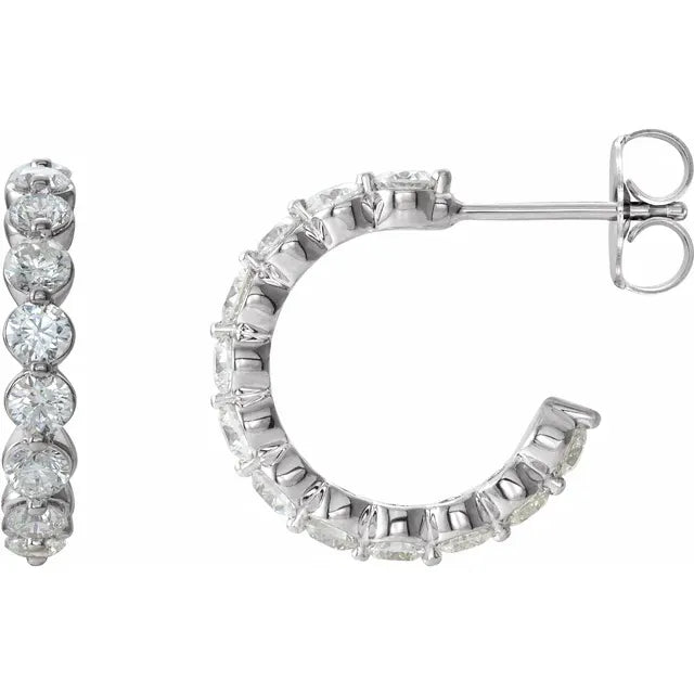 14K Natural Diamond Hoop Earrings