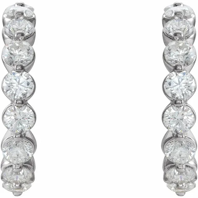 14K Natural Diamond Hoop Earrings