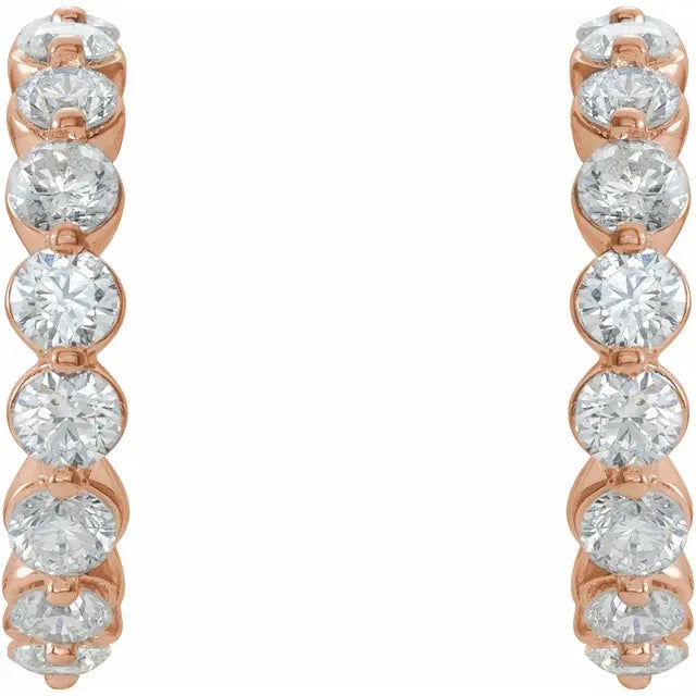 14K Natural Diamond Hoop Earrings