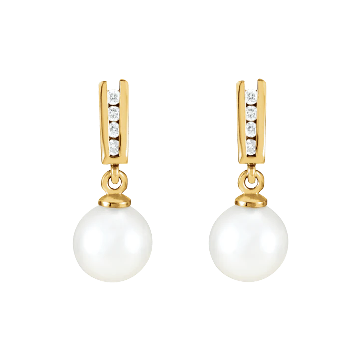 Cultured Akoya Pearl and Diamond Earrings