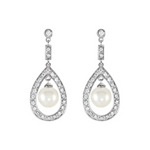 Cultured Freshwater Pearl and 1/4 CtDiamond Earrings