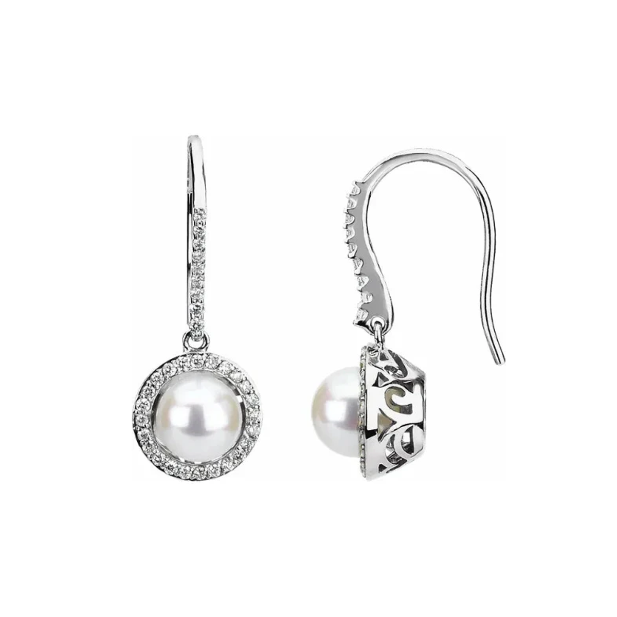 Cultured Freshwater Pearl and 1/2 Ct.Diamond Earrings