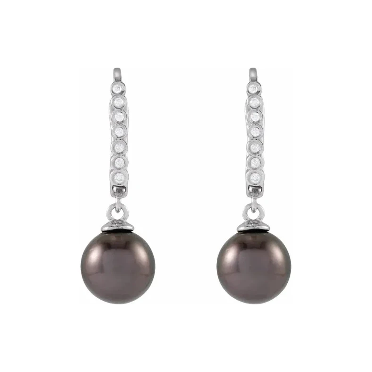 Cultured Gray Tahitian Pearl and Diamond Earrings