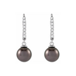 Cultured Gray Tahitian Pearl and Diamond Earrings