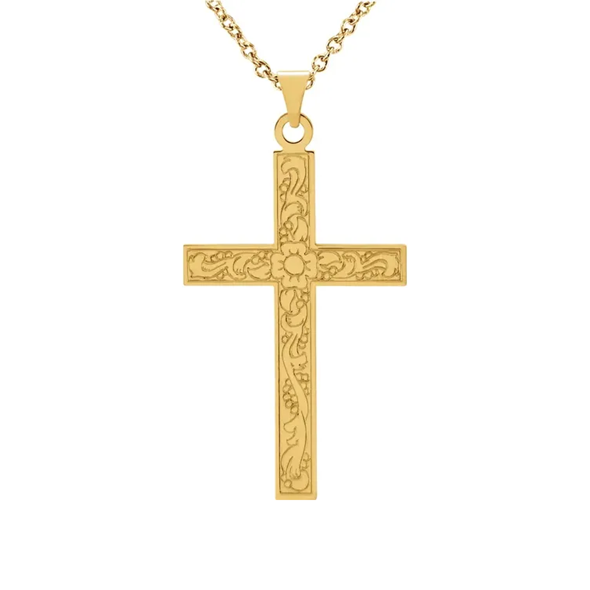 14K Floral Cross Necklace