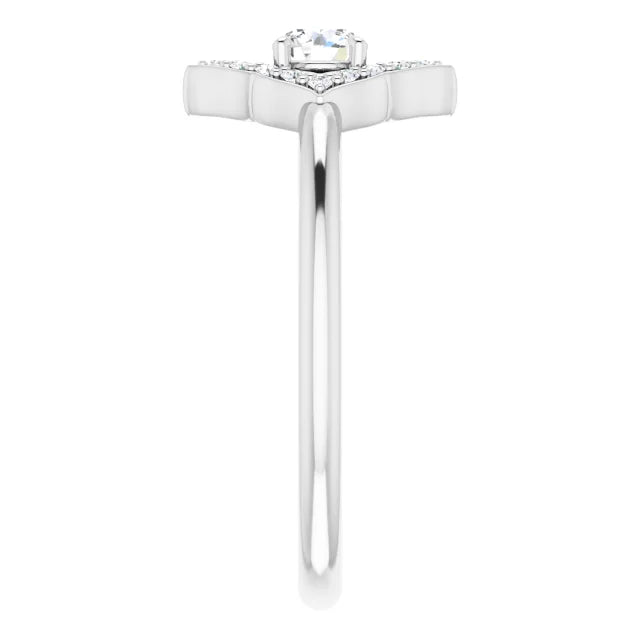 Natural Diamond Halo-Style Clover Ring