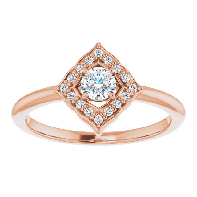 Natural Diamond Halo-Style Clover Ring