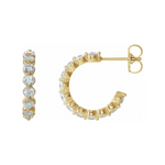 14K Natural Diamond Hoop Earrings