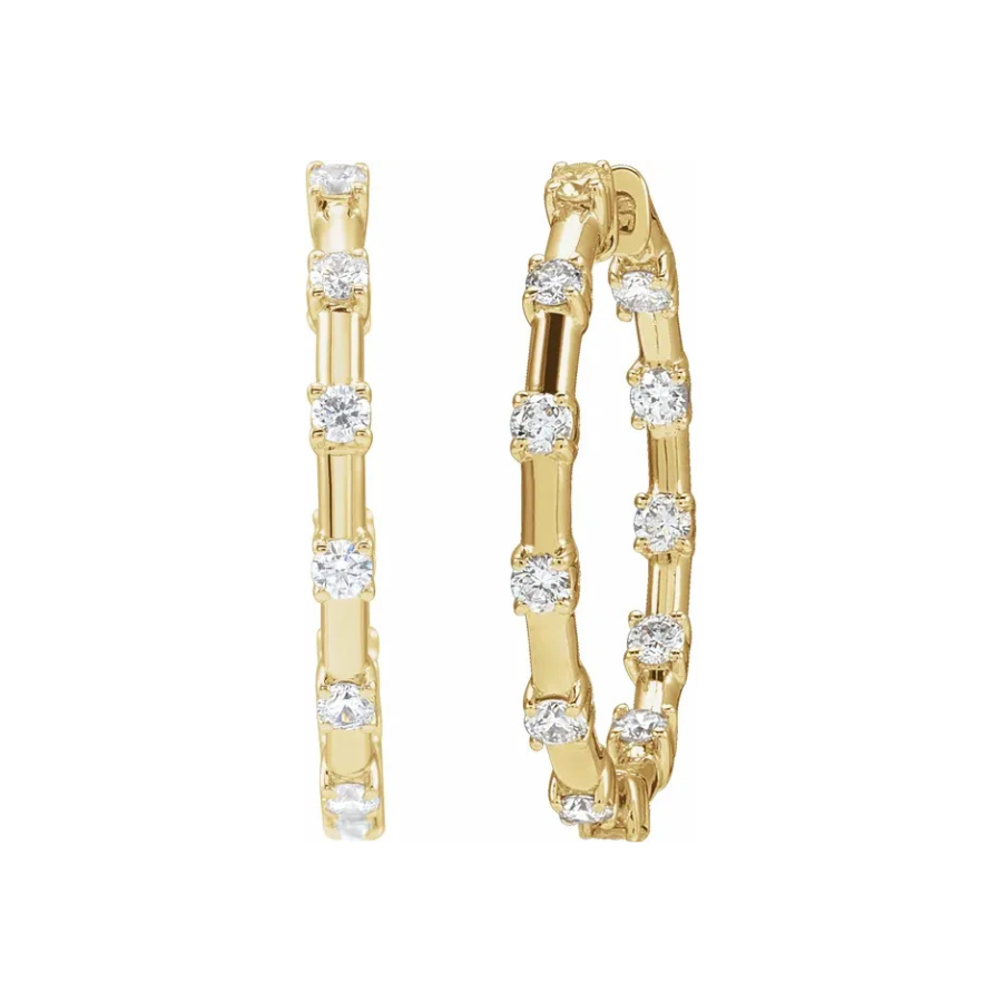 1 CTW Lab-Grown Diamond Inside-Outside Hoops
