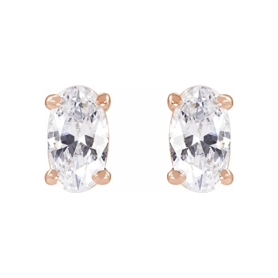 Oval Solitaire Lab-Grown Diamond Stud Earrings