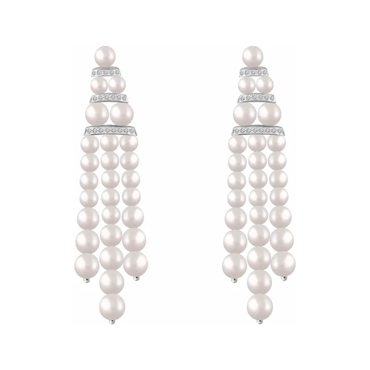 Cultured Freshwater Pearl and 1/4 Ct. Diamond Chandelier Earrings
