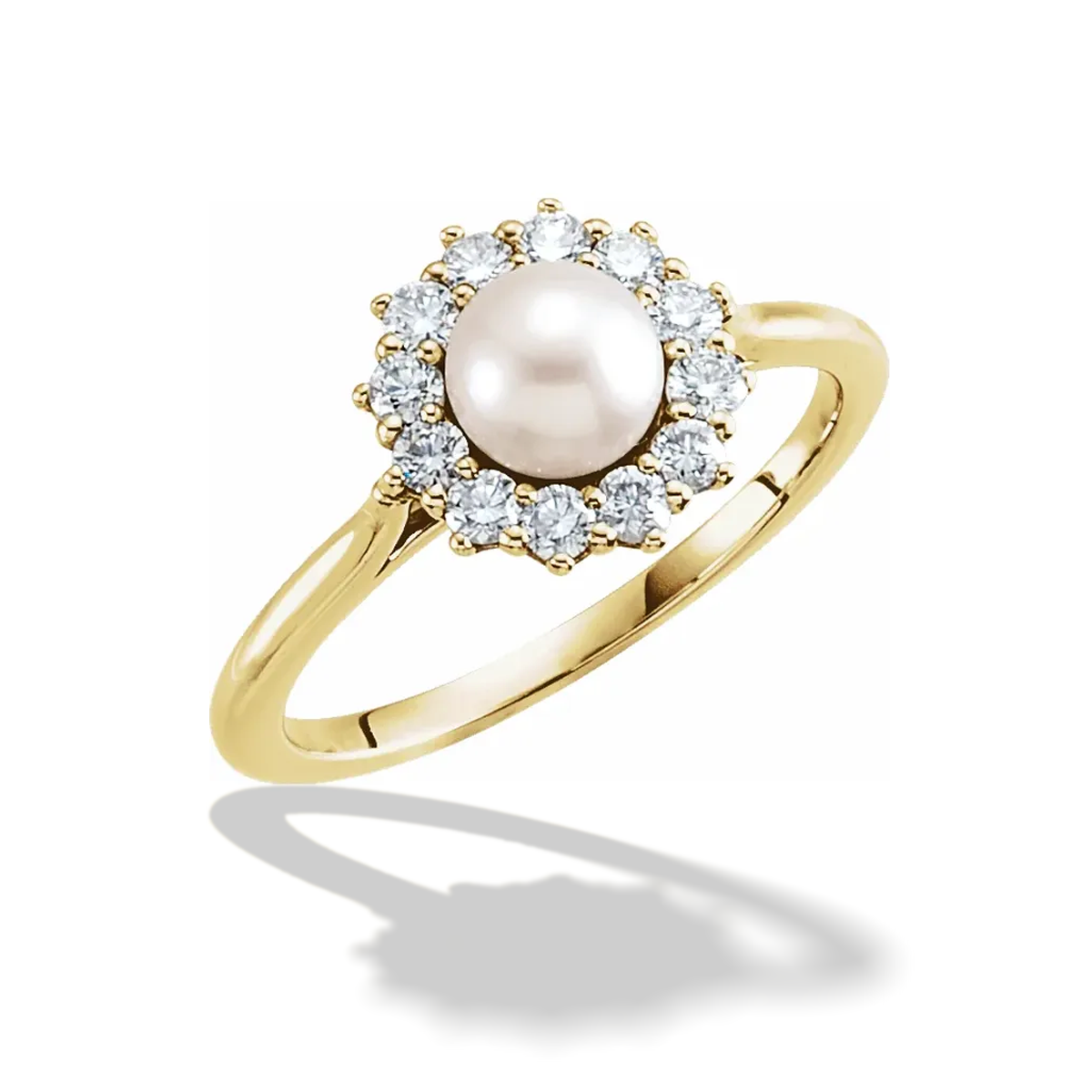 Cultured Freshwater Pearl and 3/8 Ct. Diamond Ring with Halo