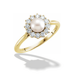 Cultured Freshwater Pearl and 3/8 Ct. Diamond Ring with Halo