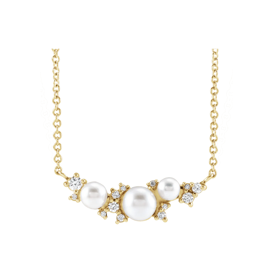 Cultured Akoya Pearl andDiamond Necklace