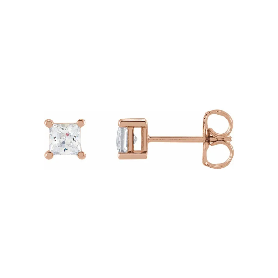 Princess Cut Solitaire Lab-Grown Diamond Earrings