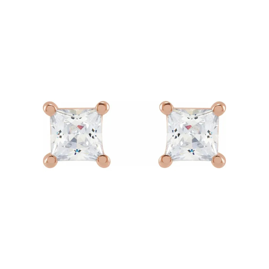 Princess Cut Solitaire Lab-Grown Diamond Earrings