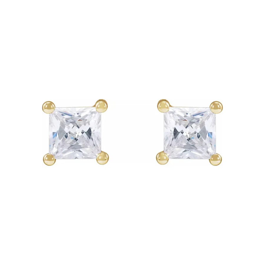 Princess Cut Solitaire Lab-Grown Diamond Earrings