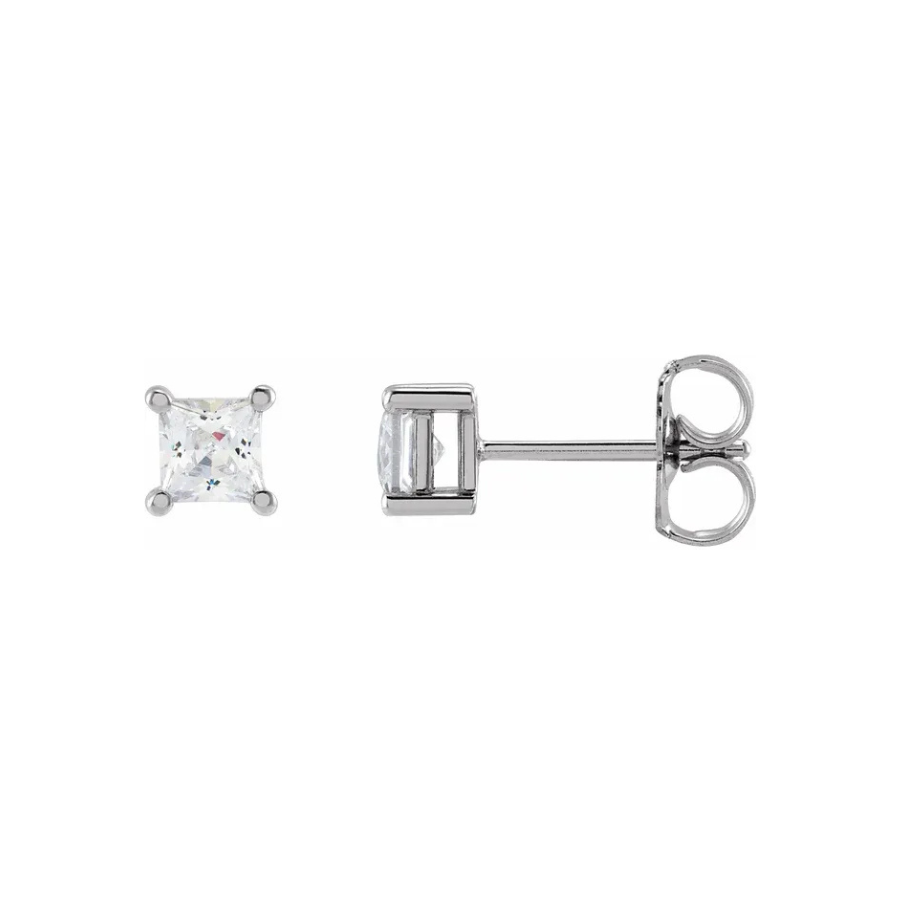 Princess Cut Solitaire Lab-Grown Diamond Earrings