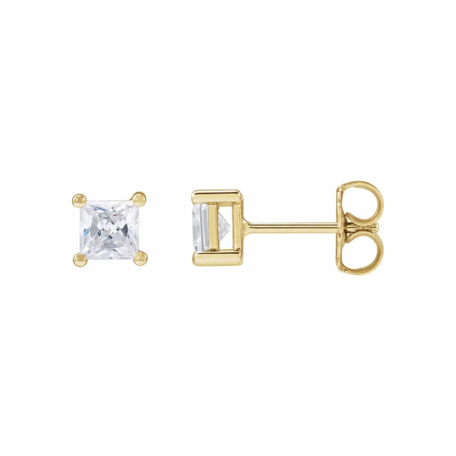 Princess Cut Solitaire Lab-Grown Diamond Earrings