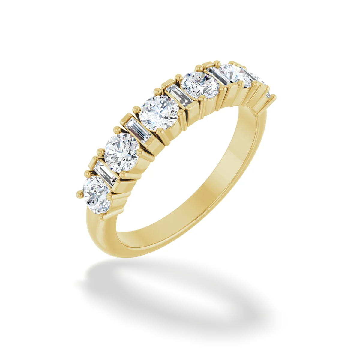 Round and Baguette Diamond Anniversary Band