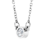 Sterling Silver Natural White Sapphire Solitaire Necklace