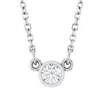 Sterling Silver Natural White Sapphire Solitaire Necklace