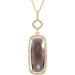 Natural Smoky Quartz & Natural Diamond Halo-Style Necklace