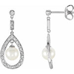 Cultured Freshwater Pearl and 1/4 CtDiamond Earrings