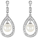 Cultured Freshwater Pearl and 1/4 CtDiamond Earrings