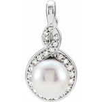 Cultured Akoya Pearl and Diamond Pendant